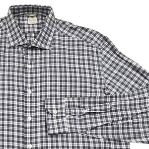 Culturata Tailored Fit Gingham Dress Shirt Gray White Mens XXL Made in‎ Italy